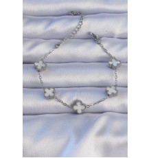 316L Çelik Gümüş Renk Mineli Yonca Model Bileklik - TJ-BB6302