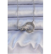 316L Çelik Gümüş Renk Zirkon Taşlı Kolye - TJ-BKO9200