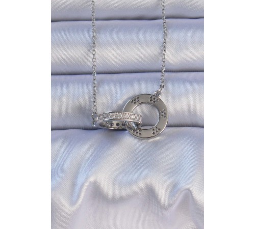 316L Çelik Gümüş Renk Zirkon Taşlı Kolye - TJ-BKO9200