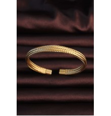 316L Çelik Altın Renk Hasır Görünüm Erkek Bileklik - TJ-EB3675