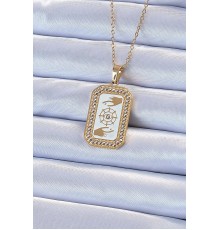 316L Çelik Zincir Altın Renk Mineli Zirkon Taşlı Göz Figür Tarot Kolye - TJ-BKO9217
