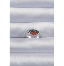 Pirinç Gümüş Renk Renkli Zirkon Taşlı Ayarlanabilir Yüzük - TJ-BYK3294