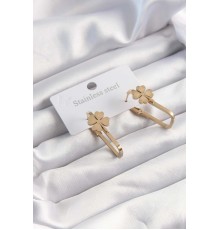 316L Çelik Altın Renk Geometrik Yonca Model Küpe - TJ-BKP9495