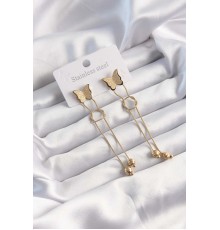 316L Çelik Altın Renk Sallantılı Düğüm Model Küpe - TJ-BKP9496