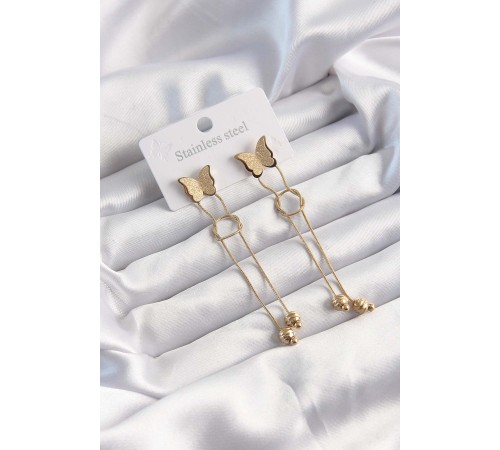 316L Çelik Altın Renk Sallantılı Düğüm Model Küpe - TJ-BKP9496