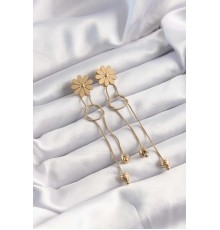 316L Çelik Altın Renk Sallantılı Düğüm Model Papatya Küpe - TJ-BKP9497