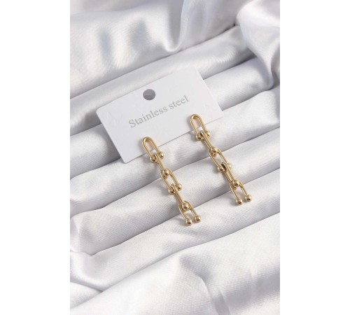 316L Çelik Altın Renk Sallantılı Model Küpe - TJ-BKP9498