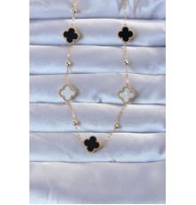 316L Çelik Altın Renk Çift Renkli Mineli Yonca Kolye - TJ-BKO9253