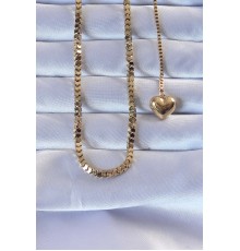 316L Çelik Altın Renk Küp Zincirli Kalpli Kolye - TJ-BKO9257