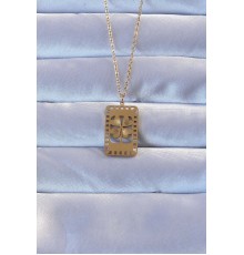 316L Altın Renk İşlemeli Yonca Model Vintage Kolye - TJ-BKO9267