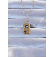 316L Altın Renk İşlemeli Nazarlı Vintage Kolye - TJ-BKO9268