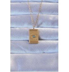 316L Altın Renk İşlemeli Nazarlı Göz Model Vintage Kolye - TJ-BKO9269