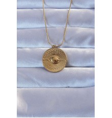 316L Altın Renk İşlemeli Göz Kolye - TJ-BKO9276