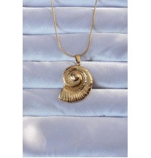 316L Altın Renk Salyangoz Kabuğu Kolye - TJ-BKO9277