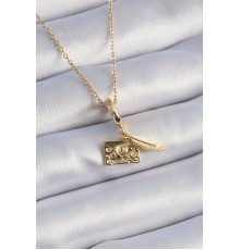 316L Çelik Gold Renk Kalp Detay Mektup Figür Charm Model Kadın Kolye - TJ-BKO9314