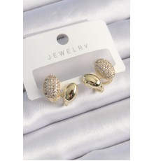 Pirinç Gold Renk Zirkon Taşlı Kadın Küpe - TJ-BKP9536