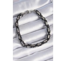 316L Çelik Siyah Gümüş Renk Kral Zincir Model Erkek Bileklik - TJ-EB3694
