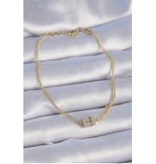 Pirinç Gold Renk Kare Zirkon Taşlı Kadın Bileklik - TJ-BB6404