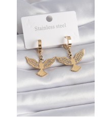 316L Çelik Gold Renk Zirkon Taşlı Anka Kuşu Model Kadın Küpe - TJ-BKP9567