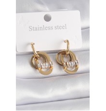 316L Çelik Gold Renk Zirkon Taşlı Halka Model Kadın Küpe - TJ-BKP9571