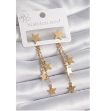 316L Çelik Gold Renk Yıldız Model Çoklu Sallantı Yıldız Kadın Küpe - TJ-BKP9586