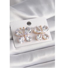 Pirinç Gold Renk Zirkon Taşlı Model Kadın Küpe - TJ-BKP9614