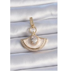 Pirinç Gold Renk Zirkon Taş Detaylı Beyaz Mineli Ajda Charm - TJ-BC1009