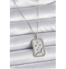 316L Çelik Gümüş Renk Zincir Yay Burcu Zirkon Taşlı Kadın Kolye - TJ-BKO9450