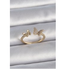 Pirinç Gold Renk Ayarlanabilir Zirkon Taşlı Model Kadın Yüzük - TJ-BYK3374