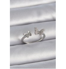 Pirinç Gümüş Renk Ayarlanabilir Zirkon Taşlı Model Kadın Yüzük - TJ-BYK3375