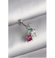 316L Çelik Gümüş Renk Zirkon Taşlı Tragus Piercing - TJ-PR1227