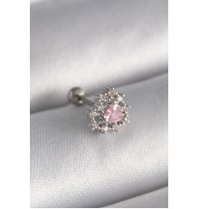 316L Çelik Gümüş Renk Zirkon Taşlı Kalp Tragus Piercing - TJ-PR1231