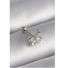 316L Çelik Gümüş Renk Zirkon Taşlı Tragus Piercing - TJ-PR1233