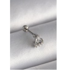 316L Çelik Gümüş Renk Üçgen Zirkon Taşlı Tragus Piercing - TJ-PR1239