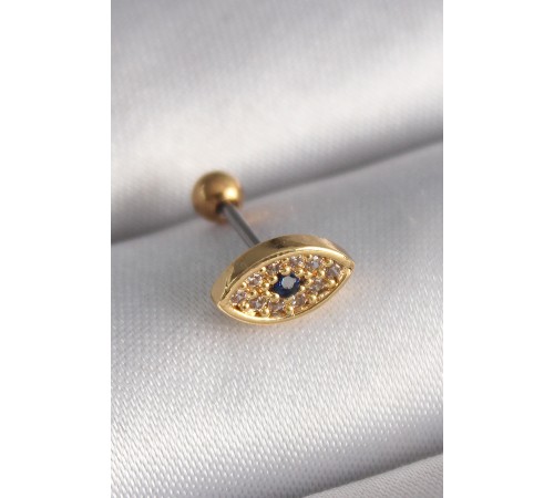 316L Çelik Gold Renk Zirkon Taşlı Göz Tragus Piercing - TJ-PR1252