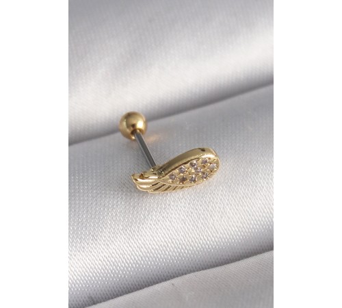 316L Çelik Gold Renk Zirkon Taşlı Kanat Tragus Piercing - TJ-PR1268