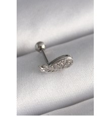 316L Çelik Gümüş Renk Zirkon Taşlı Kanat Tragus Piercing - TJ-PR1269
