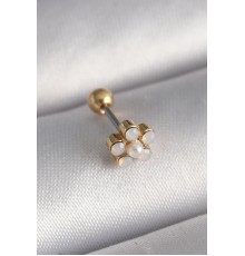 316L Çelik Gold Renk Zirkon Taşlı Çiçek Model Tragus Piercing - TJ-PR1282