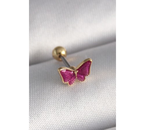 316L Çelik Gümüş Renk Pembe Model Tragus Piercing - TJ-PR1286