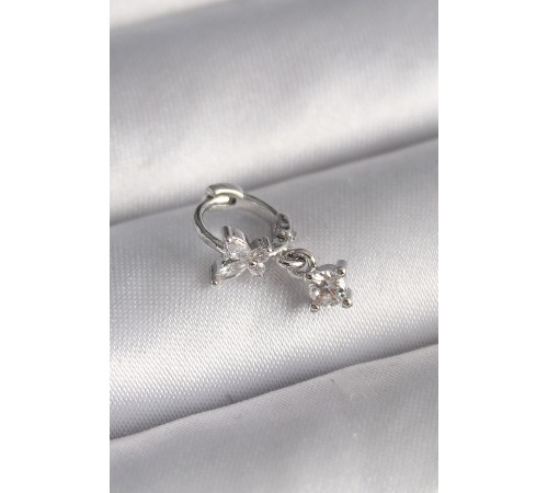 316L Çelik Gümüş Renk Zirkon Taşlı Model Sallantı Detay Tragus Piercing - TJ-PR1299