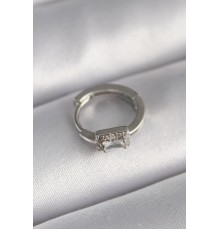 316L Çelik Gümüş Renk Kare Zirkon Taşlı Tragus Piercing - TJ-PR1309