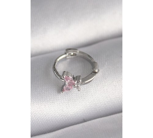316L Çelik Gümüş Renk Pembe Zirkon Taşlı Model Tragus Piercing - TJ-PR1331