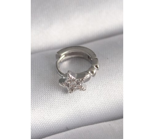 316L Çelik Gümüş Renk Zirkon Taşlı Yıldız Model Tragus Piercing - TJ-PR1333