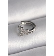 316L Çelik Gümüş Renk Zirkon Taşlı Kurdele Model Tragus Piercing - TJ-PR1335