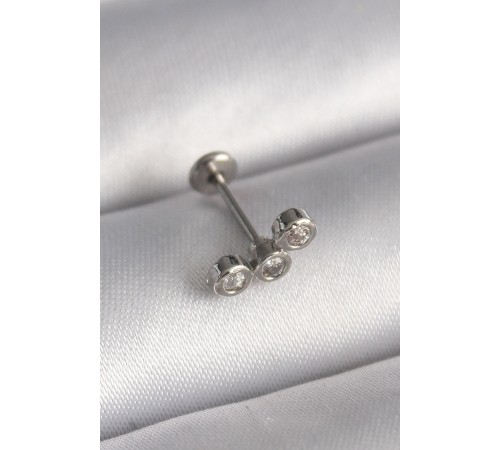 316L Çelik Gümüş Renk Zirkon Taşlı Tragus Piercing - TJ-PR1349