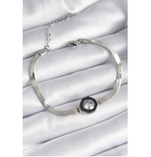 316L Çelik Gümüş Renk Zirkon Taşlı İtalyan Zincir Model Kadın Bileklik - TJ-BB6479