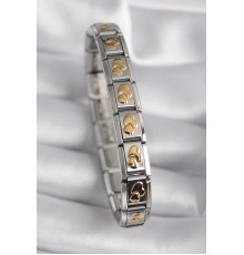 316L Çelik Gümüş Renk Gold Kalp İşleme Nomination Model Kadın Bileklik - TJ-BB6480