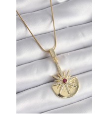 316L Çelik Gold Renk Zirkon Taşlı Yıldız Model Kadın Kolye - TJ-BKO9518