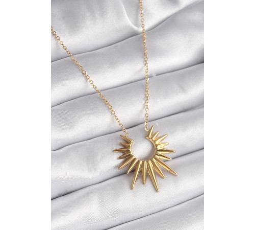 316L Çelik Gold Renk Güneş Model Vintage Kadın Kolye - TJ-BKO9521