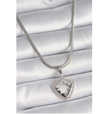 316L Çelik Gümüş Renk İtalyan Zincir Zirkon Taşlı Kutup Yıldızı İşleme Model Kadın Kolye - TJ-BKO9535